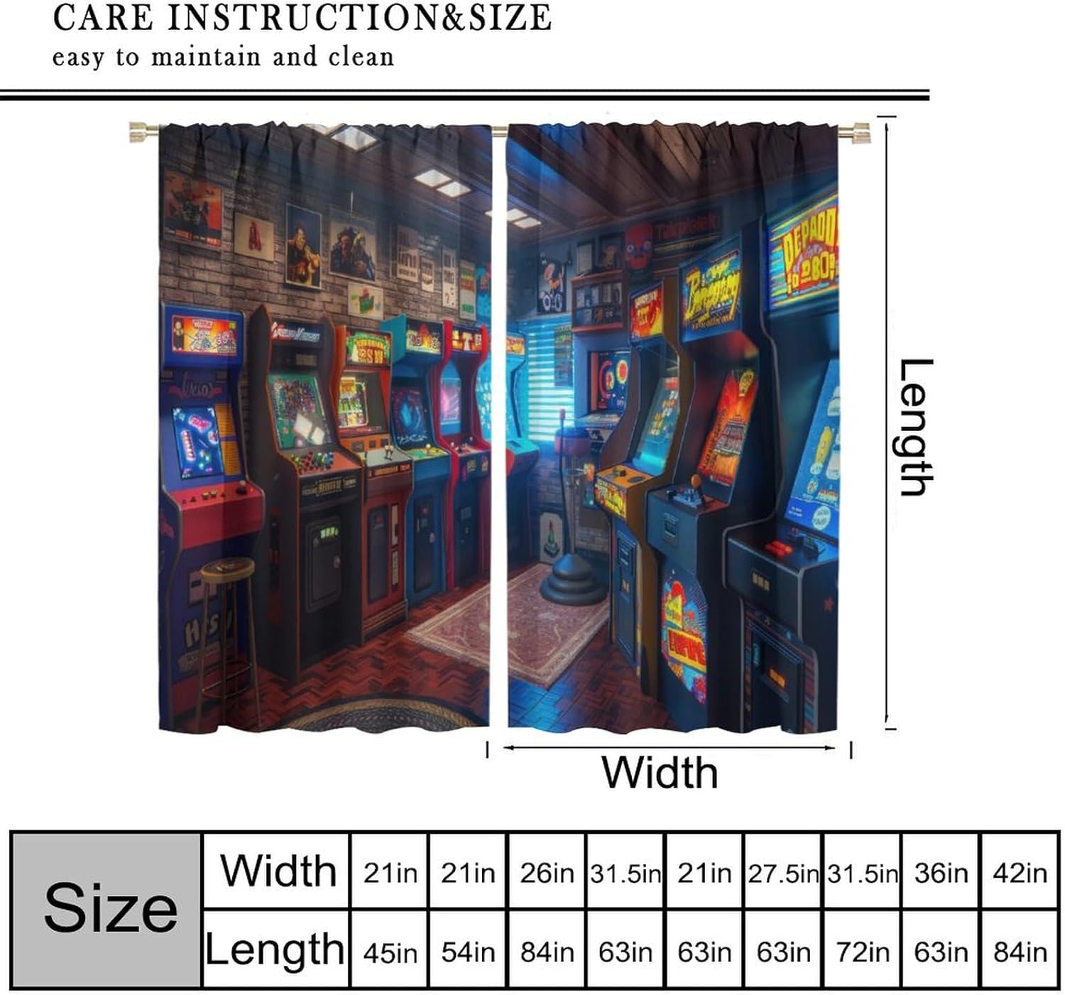 90s Arcade Blackout Curtains G - Retro Gaming Youtube 评论和价格