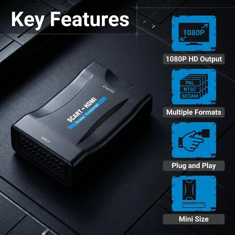 Converter Adapter with USB Cab - Scart To Hdmi 评论和价格