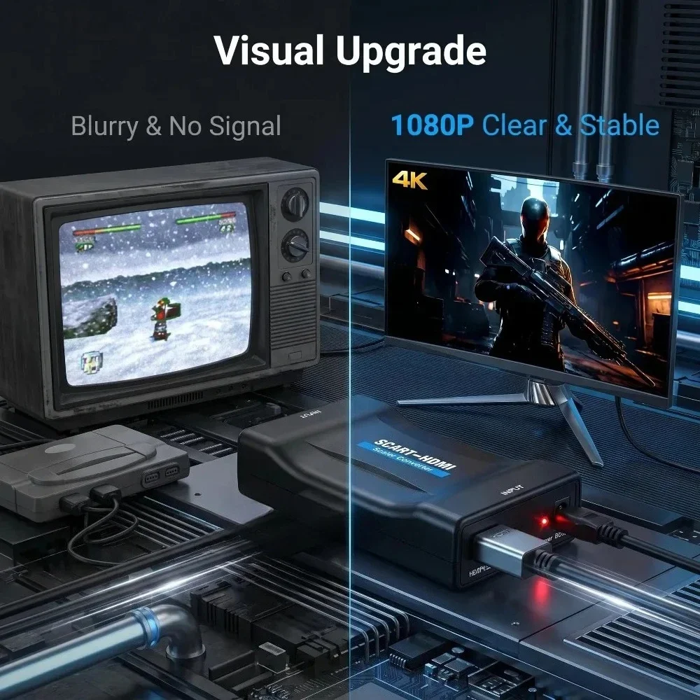 Converter Adapter with USB Cab - Scart To Hdmi 评论和价格